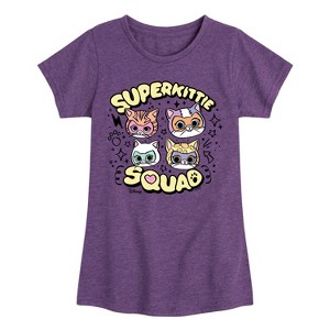 Girls' - Super Kitties - Doodle Fitted Short Sleeve Graphic T-Shirt - 1 of 3