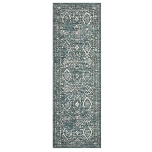 Vintage Floral Area Rug Non Slip Floor Cover Ultra Thin Soft Retro Carpet Foldable Low Pile Distressed Throw Rug for Dining Room Living Room Kitchen - 1 of 4