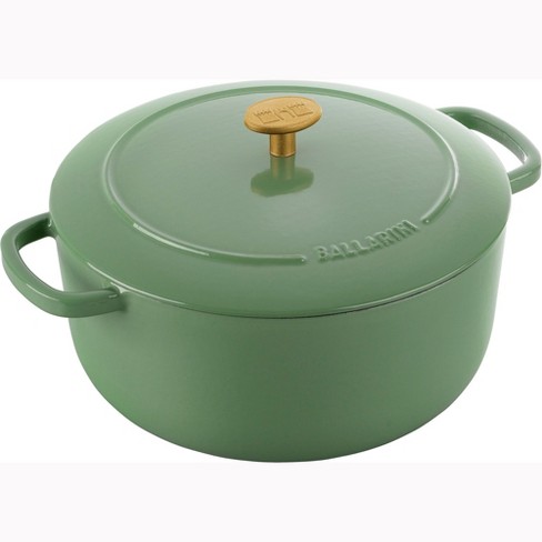 vancasso 5 qt. Non-Stick Cast Iron Round Dutch Oven in Green with