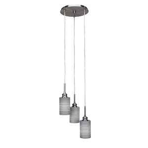Toltec Lighting Edge 3 - Light Pendant in  Brushed Nickel with 4" Gray Matrix Shade - 1 of 1