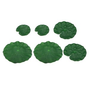 Unique Bargains Artificial Lotus Leaves for Garden Ponds Pool Decoration Green 3.9” 6pcs - 1 of 4