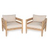 Christopher Knight Home Fritz Outdoor Rustic Upholstered Club Chair with Slat Paneling (Set of 2) - 2 of 4