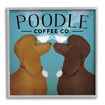 Stupell Industries Vintage Poodle Coffee Co Framed Giclee Art