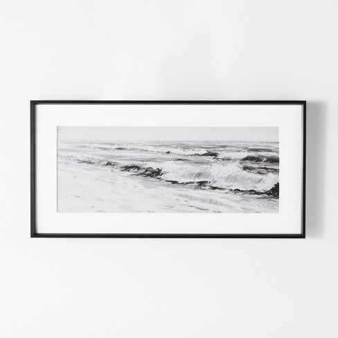 24 X 12 Large Beach Scene Framed Wall Art White Black Threshold Designed With Studio Mcgee Target