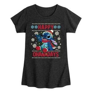 Girls' - Disney - Happy Ohana Days Fitted Short Sleeve Graphic T-Shirt - 1 of 4