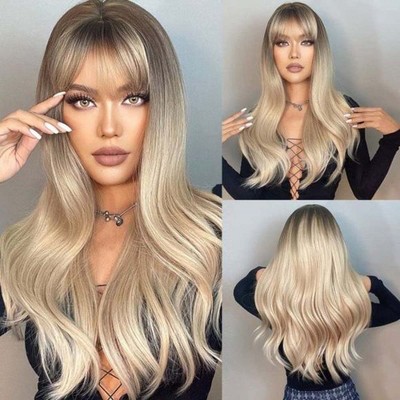 Jessie's Wig 26 Inch Long Wavy Synthetic Wigs Blonde With Dark Roots 1 Pc/Pack