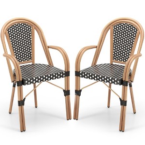 Tangkula Outdoor French Bistro Chairs 2 PCS w/ Armrests Galvanized Metal Frame - 1 of 4