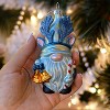 Charming Blue Gnome with Antlers Glass Christmas Ornament| OrnamentallyYou - 4 of 4