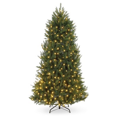 Pre-Lit Artificial Christmas Tree With Warm Led Lights Xmas Tree With PVC Branch Tips and Foldable Metal Stand for Office Home Store Party Holiday De