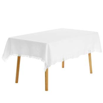 Unique Bargains Picnic Dinner Cotton Linen Tassels Oil-proof Table Cover 1 Pc