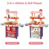 2 in 1 Kids Kitchen Playset & BBQ Grill Toy, Pretend Play Kitchen with Realistic Lights, Sound, Steam, Play Sink, 37 Accessories - 3 of 4