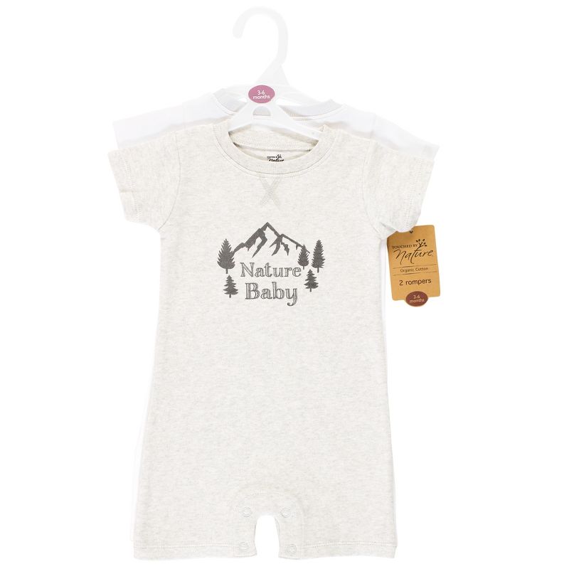 Touched by Nature Unisex Baby Organic Cotton Rompers, Nature Baby, 3 of 6