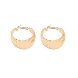 SOHI Women's Gold Ripple Hoop Earrings - 1 of 3