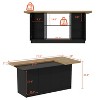FUFU&GAGA Black Wooden 77.3 in. W Kitchen Island Dining Bar Table With Table Top - 4 of 4