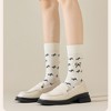 Anna-Kaci 3 Pairs Women's Casual Crew Socks Assorted Patterns Striped Polka Dot and Bow Embroidery - 3 of 4