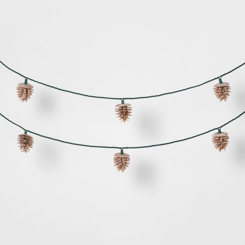 Battery Operated LED Iridescent Pinecone String Lights, 10 Warm White Lights  - Yard Envy