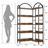 Corner Bookshelf Arched Bookcase, L Shaped Bookshelf Industrial Corner Shelf, Large Bookshelf with Metal Frame - 2 of 4