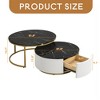 Modern Round Nesting Coffee Table Fluted with Drawer in 31.5'' - Leovsnove - 3 of 4