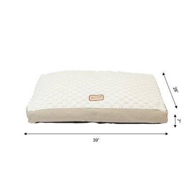 Large White and Beige Velvet Dog Bed with Poly Fill