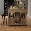 Mobile Kitchen Island Cart with Storage & Drop Leaf - Rolling Kitchen Cabinet with Drawer, Shelf & Spice Rack, Wood Dining Room Furniture (Gray) - 4 of 4