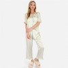 Anna-Kaci Lounge Women's Embroidered Collar Pajama Set with Ruffle Trim and Button-Up Top - 2 of 4