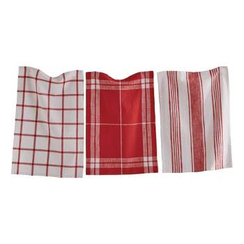Set Of 3 Gingham And Floral Pattern 27 X 18 Inch Woven Kitchen Tea Towels -  Foreside Home & Garden : Target