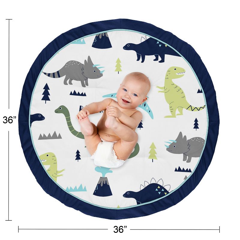 Sweet Jojo Designs Boy Baby Tummy Time Playmat Mod Dinosaur Blue Green and White, 5 of 6