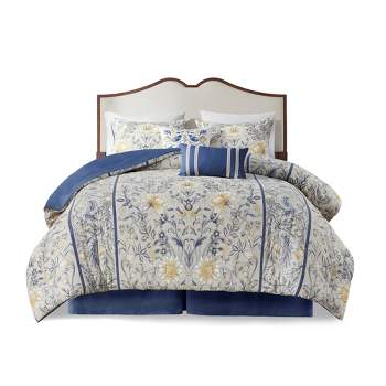 LIVN CO. 6 Piece All-Over Botanical Printed Cotton Comforter Set