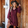 Women's Honeycomb Knit V-Neck Mini Sweater Dress - Cupshe - 4 of 4