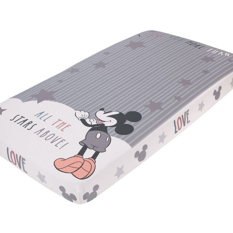 Disney Mickey Mouse Love Mickey Gray, White, and Tan I Love You More Than All The Stars Above Photo Op 100% Cotton Fitted Crib Sheet, 1 of 6
