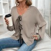Women's Knit Cardigan Sweaters Fall Winter Clothing Tie Front Bow Long Sleeve Jacket Coats - 3 of 4