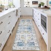 Runner Rug Kitchen Hallway Entryway – Vintage Floral Oriental Design Non-Slip Stain Resistant Low Pile Floor Covering - 2 of 4