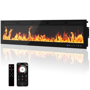 80" Wall Mounted & Recessed Electric Fireplace, Smart WiFi Heater with Alexa & Remote Control, Adjustable Realistic Flames - 1 of 4