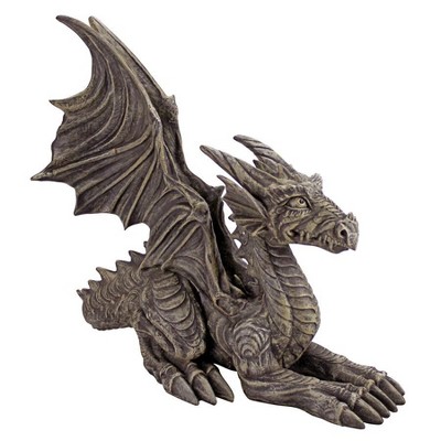Desmond Dark Gray Resin Dragon Statue with Majestic Wings