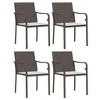 vidaXL Patio Dining Set Table and Chair with Cushions Poly Rattan and Steel - Brown 63" Table Length 4 Chairs - 4 of 4