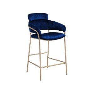 Meridian Furniture,Yara Navy Velvet Counter Stool - 1 of 4