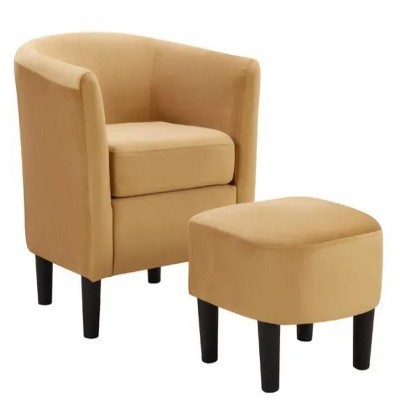 26.8"Velvet Accent Chair with Ottoman