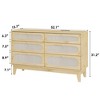 Rattan 6 Different Drawer Dresser for Bedroom,Natural Modern Closet Dresser with Wooden Handles and Wooden Legs - 2 of 4