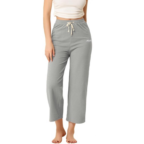 Allegra K Women's Wide Leg Drawstring Comfy Yoga Pants Lounge Pajamas Pants  Grey Xs : Target