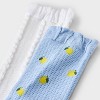 Women's Lemons 2pk Crew Socks with Ruffle Cuff - Auden™ Blue/White 4-10 - 3 of 3