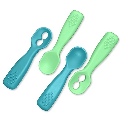 Silicone Baby Spoons for Baby Led Weaning 4-Pack, First Stage Baby Feeding  Spoon Set Gum Friendly BPA Lead Phthalate and Plastic Free (Blue)