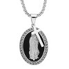 Steeltime 24" Men's stainless steel and black enamel Lady of Guadalupe and cross pendant with greek key accents - 2 of 4