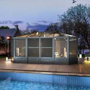 Erommy 12' X 14' Hardtop Gazebo Aluminum Frame Gazebo with Galvanized Steel Double Roof - 1 of 4