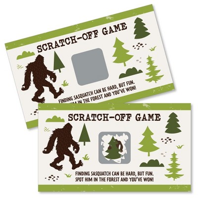 Big Dot of Happiness Sasquatch Crossing - Bigfoot Party or Birthday Party Game Scratch Off Cards - 22 Count