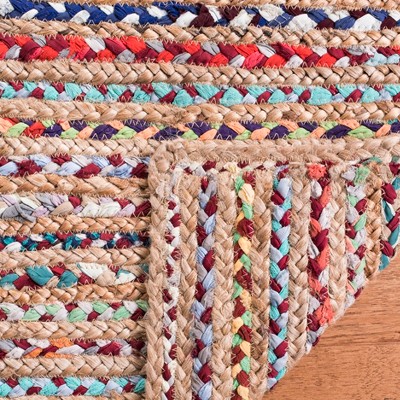Cape Cod Handwoven Natural Multi 8' Square Jute Area Rug