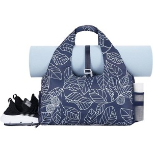 Yoga Gym Bag for Women Men, Shoe Compartment, Wet Dry Pockets & Adjustable Yoga Mat Holder - 1 of 4