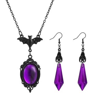 Gothic Bat Necklace With Stardust Crystal Bat Pendant, Goth Punk Witch Costume Accessories For Halloween - 1 of 4