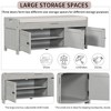 Lyngins Rustic Storage Bench with 3 Shutter Doors, Shoe Bench with Removable Cushion, Pine Wood Entryway Bench with Storage & Adjustable Shelf - 3 of 4