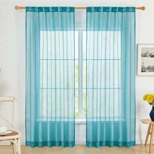 Deconovo Textured Faux Linen Sheer Curtains 2 Panels OEKO-Certified - 1 of 4