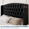 Bed Frame with Deep Button Tufted Wingback Headboard and Footboard, Velvet Upholstered Platform Frame, No Box Spring, Easy Assembly - 3 of 4